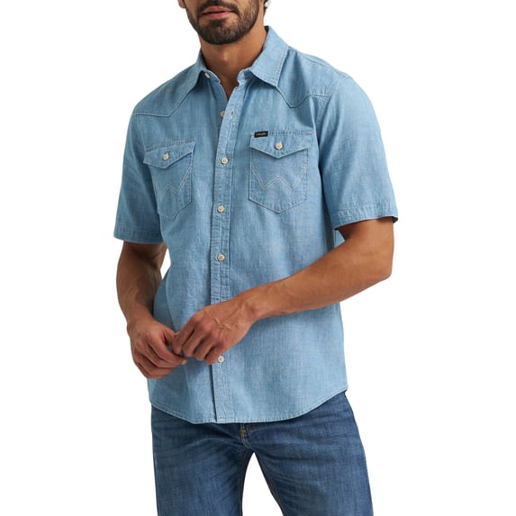 Wrangler® Men's Short Sleeve Denim Chambray Shirt