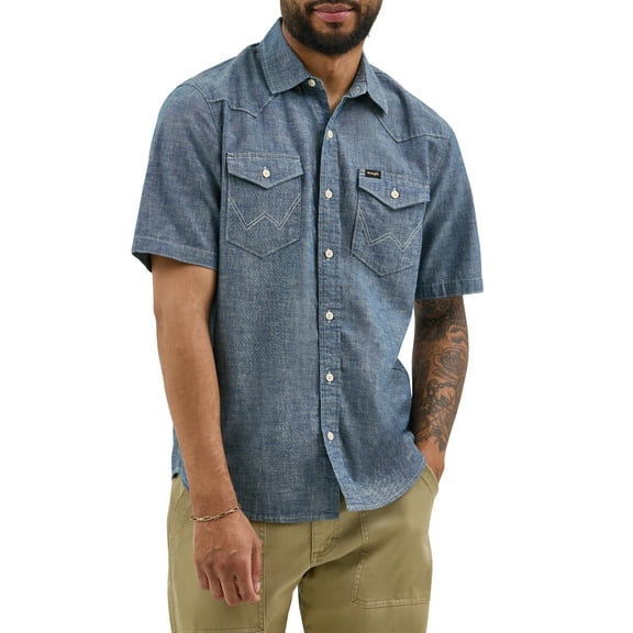 Wrangler® Men's Short Sleeve Denim Chambray Shirt