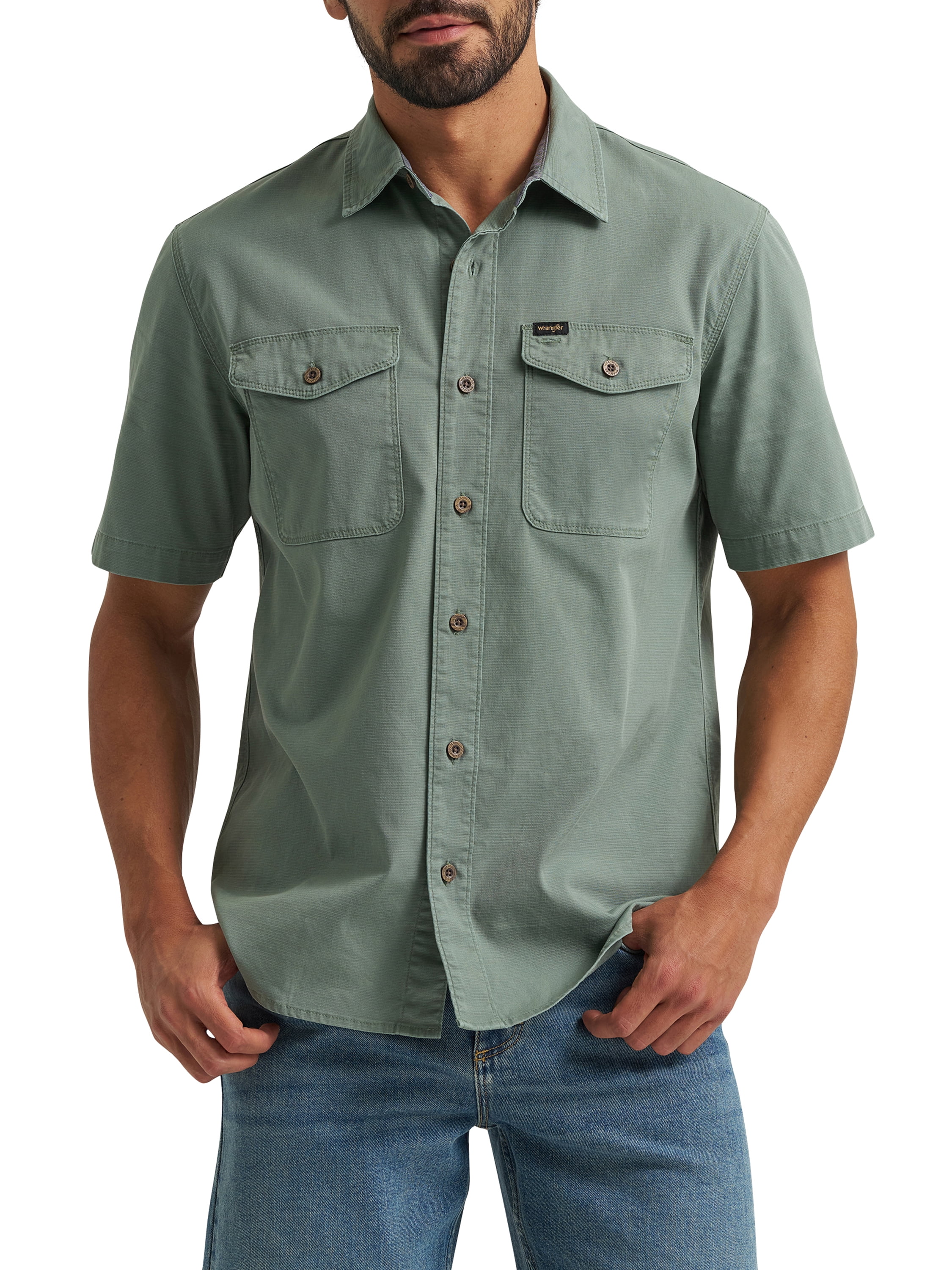 Wrangler® Men's Short Sleeve Micro Ripstop Shirt