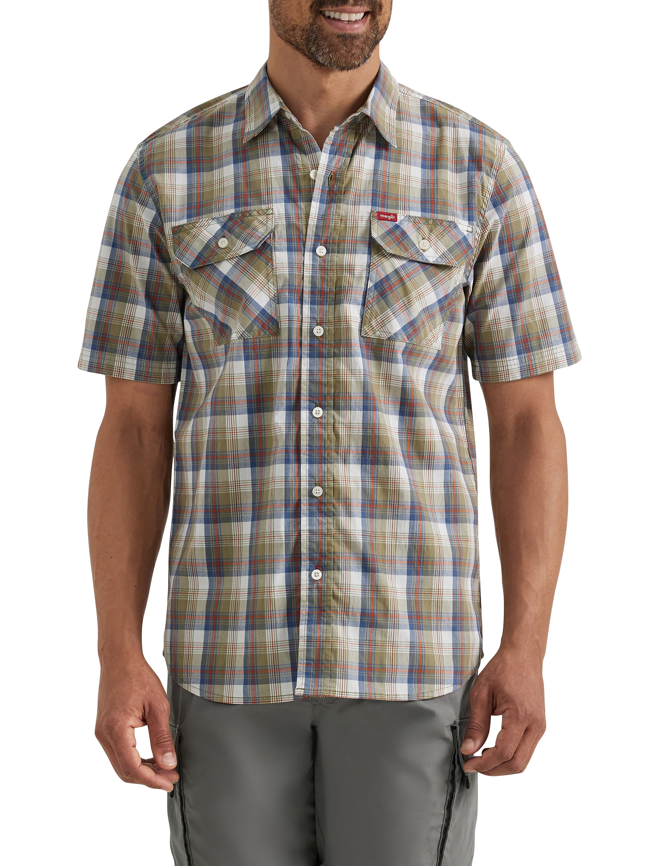 Wrangler® Men's Short Sleeve Plaid Shirt, Sizes S-5XL - Walmart.com