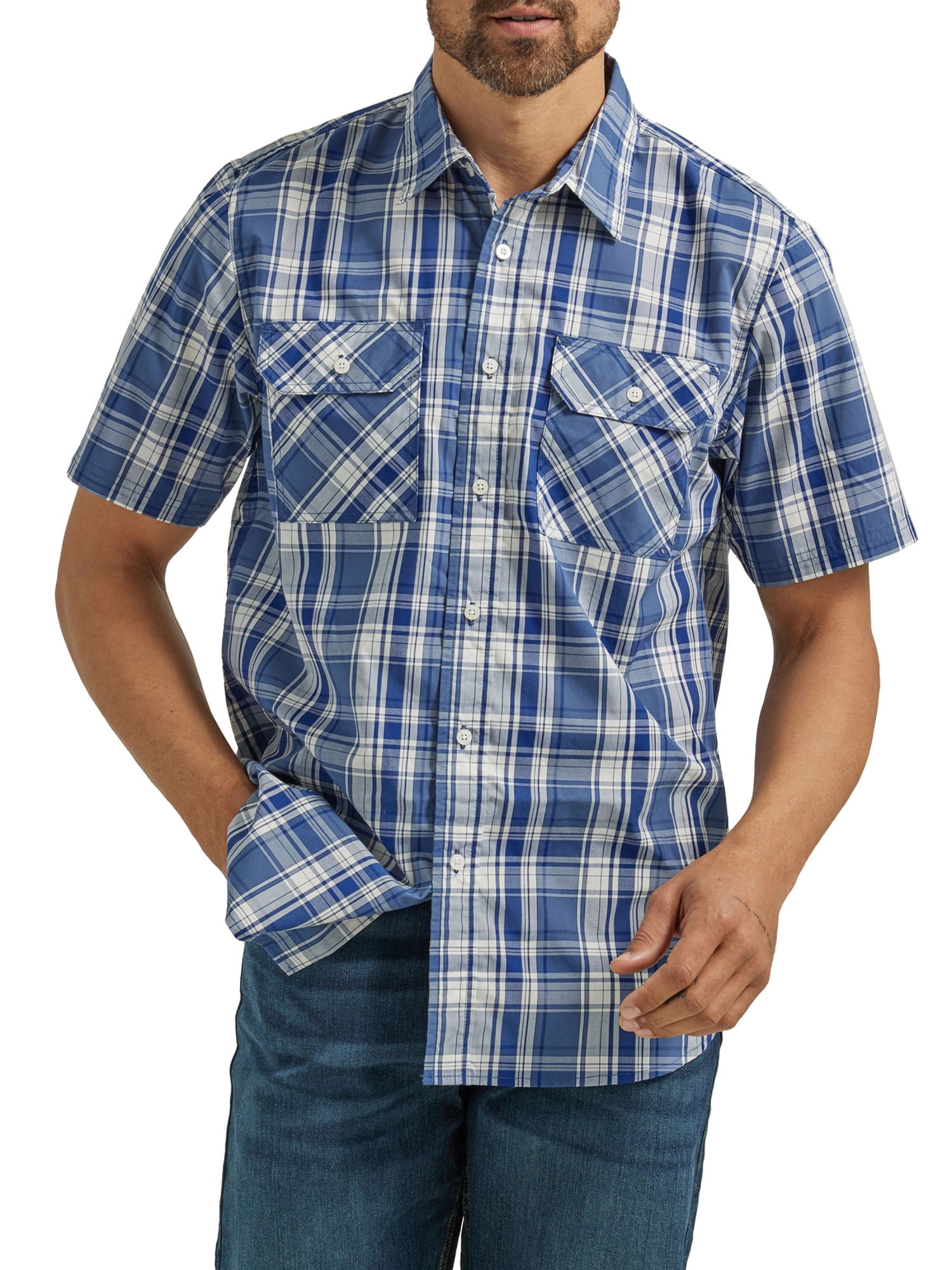 Wrangler® Men's Short Sleeve Plaid Shirt, Sizes S-5XL - Walmart.com