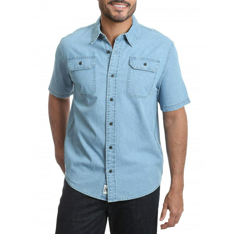 Men's Twill Button-Down Shirt in Denim Blue