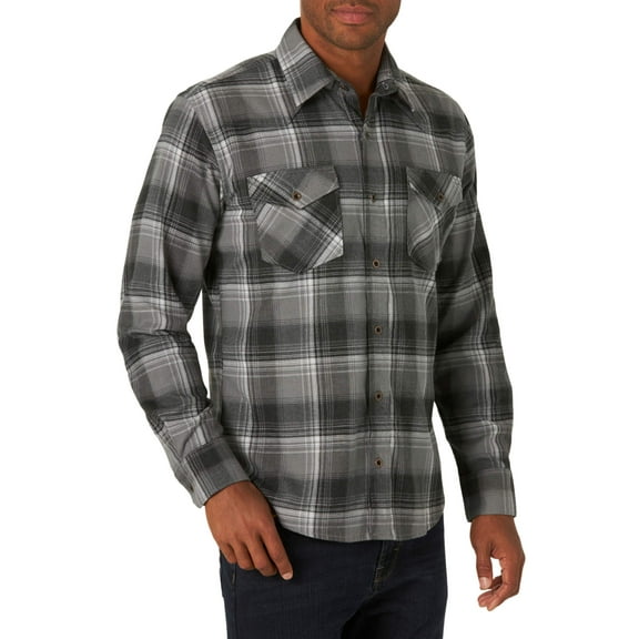 Wrangler Men’s Short Sleeve Slim Fit 2 Pocket Western Plaid Shirt