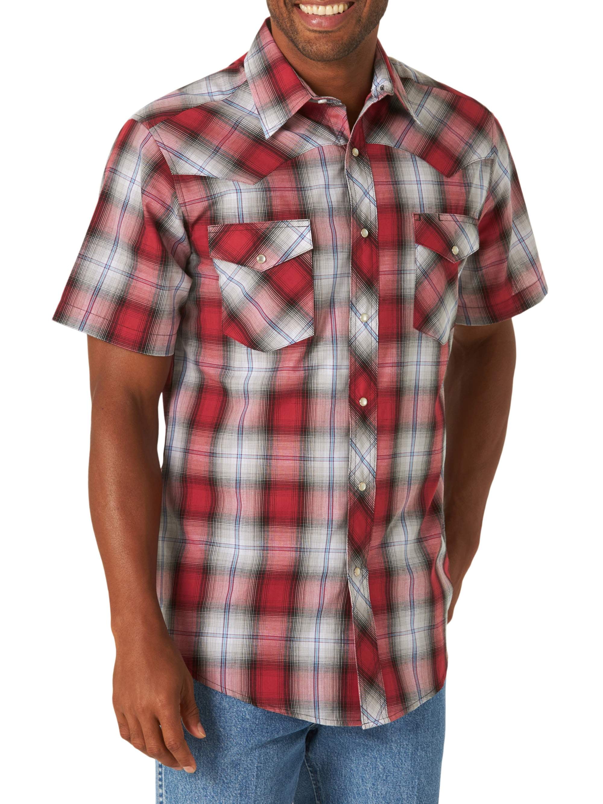 Wrangler Men’s Short Sleeve Two Pocket Plaid Western Shirt - Walmart.com