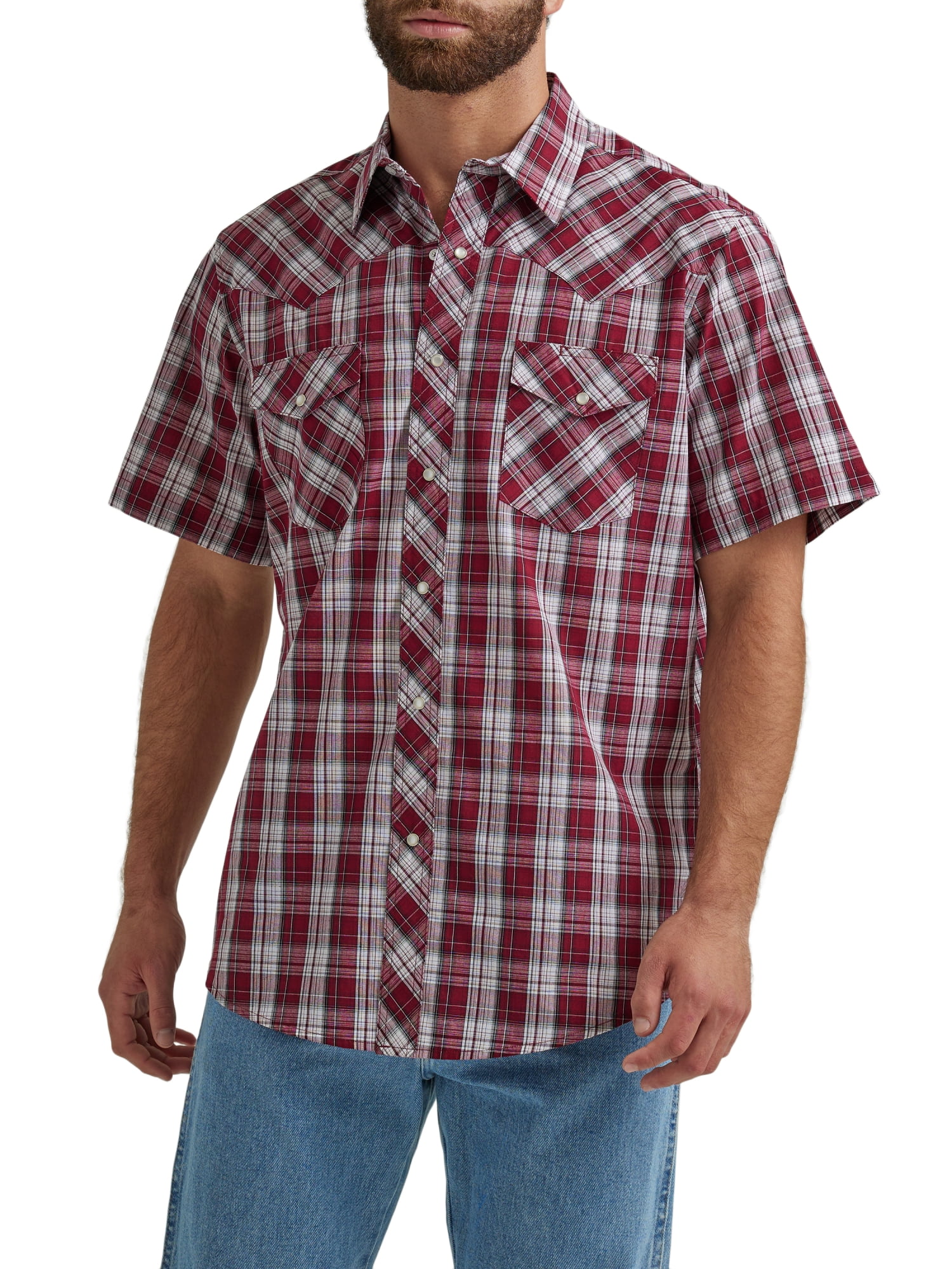 Shop Wrangler Men's Short Sleeve Western Shirt, Size S-5XL - Great ...