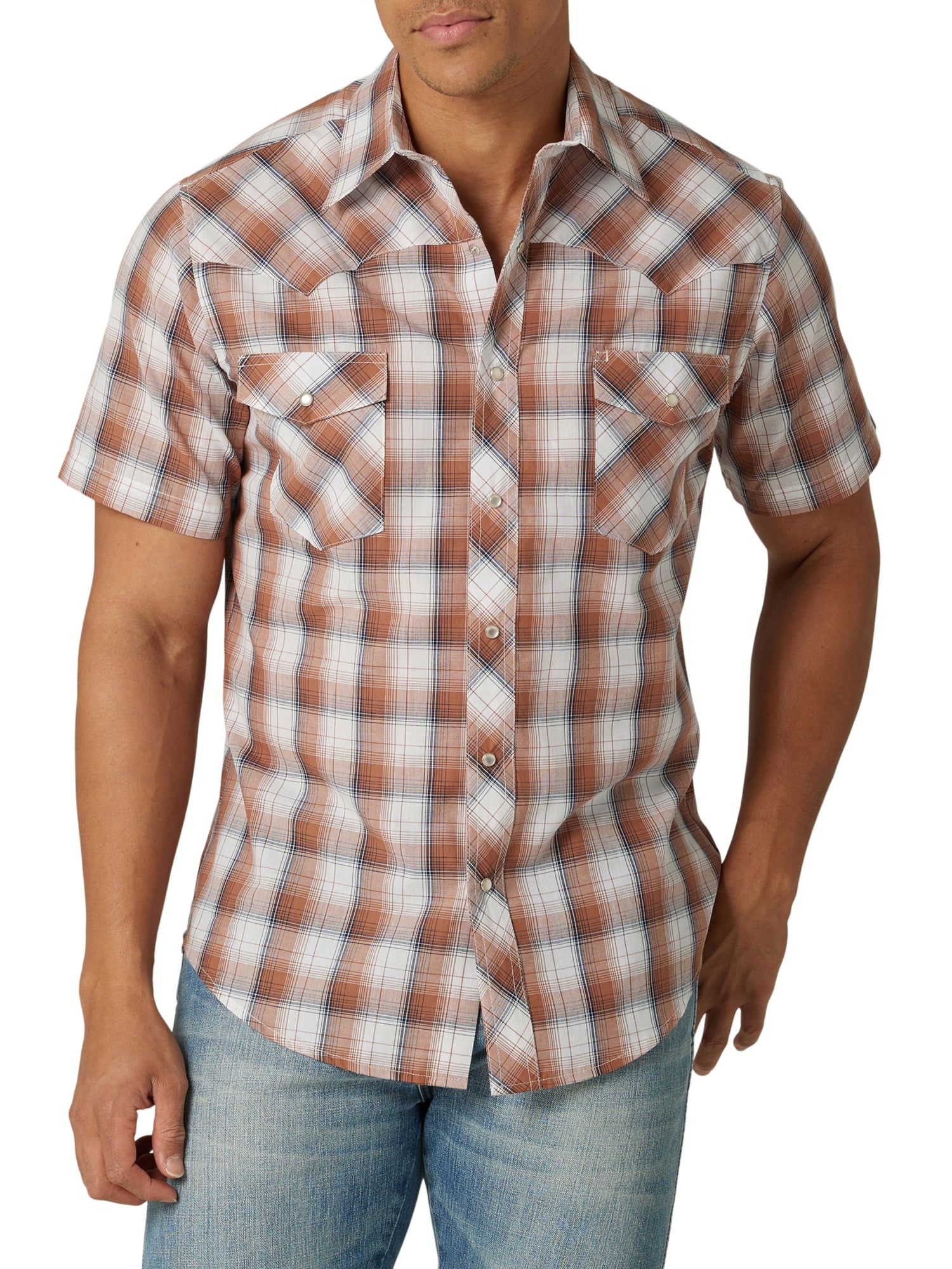 Wrangler Men's Short Sleeve Western Shirt, Sizes S-5XL - Walmart
