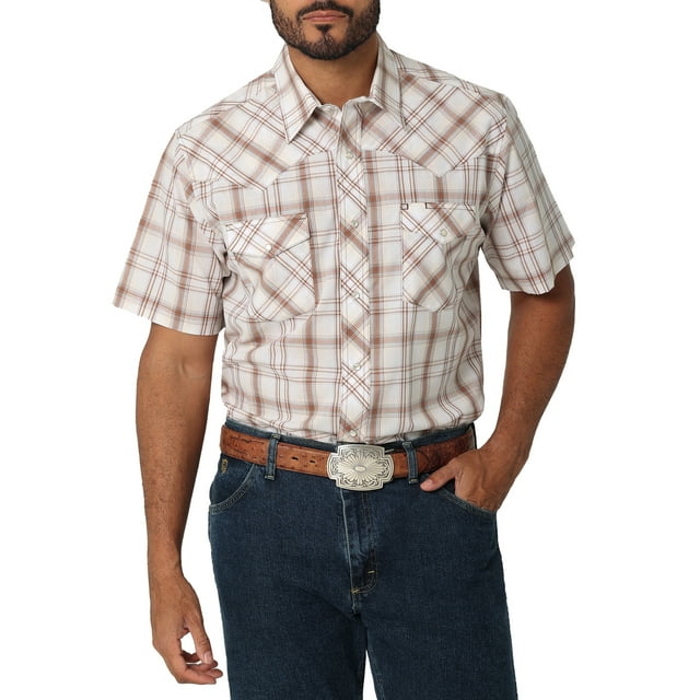 Wrangler® Men's Short Sleeve Western Shirt - Walmart.com