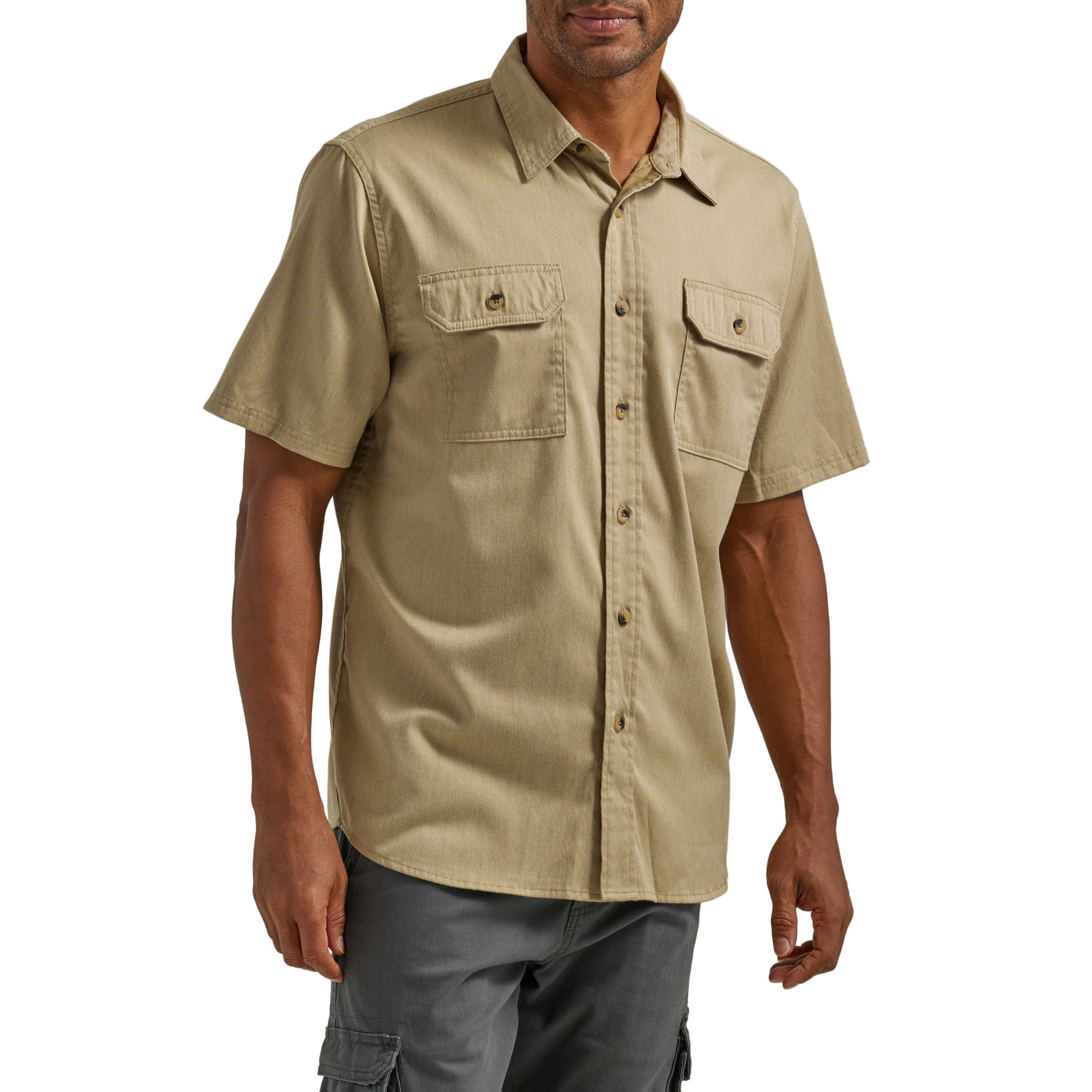 Wrangler Men's Short Sleeve Woven Shirt - Twill Heather - S - 5XL Each