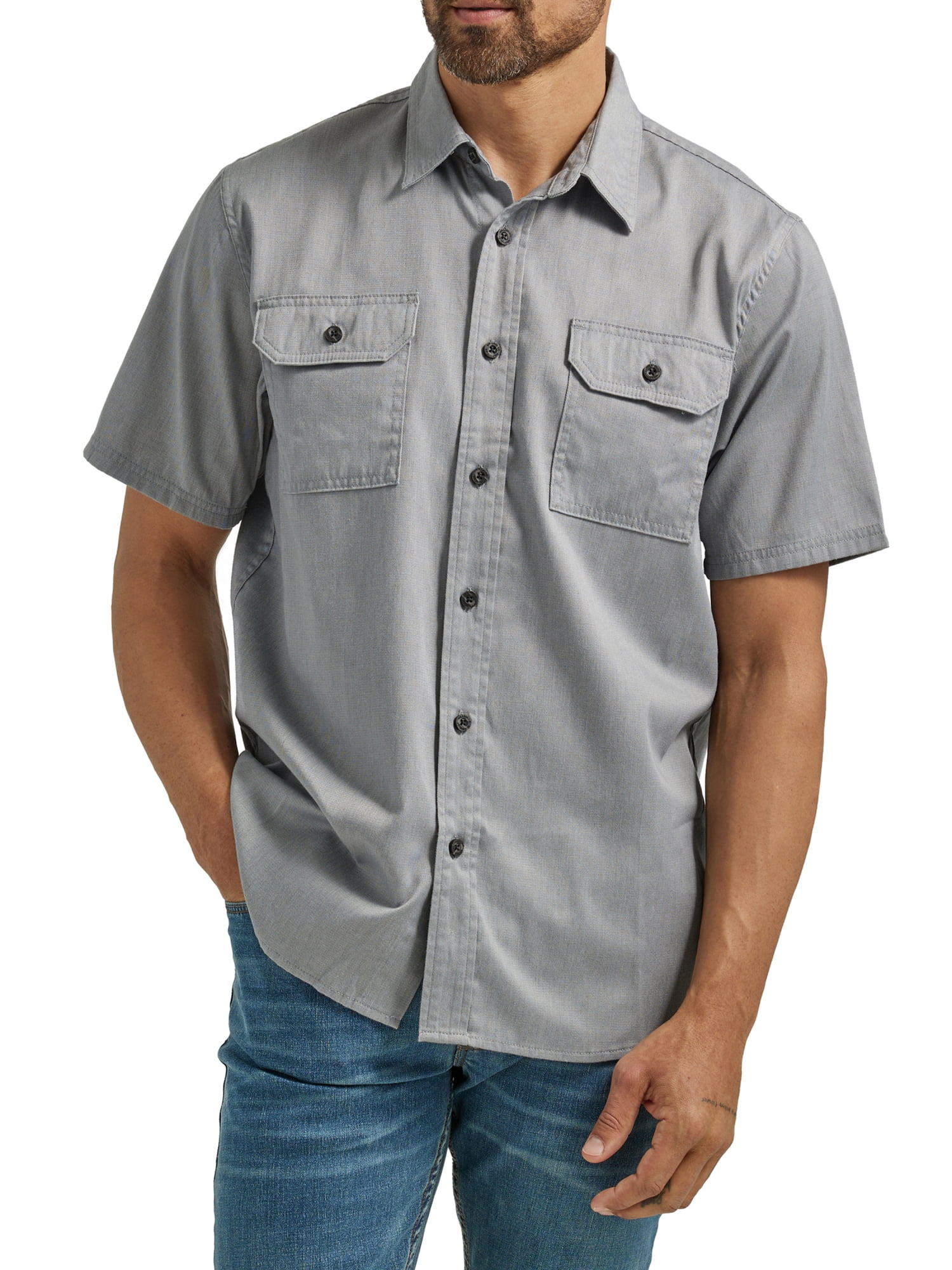 Wrangler Men's Short Sleeve Woven Shirt, Sizes S-5XL - Walmart.com