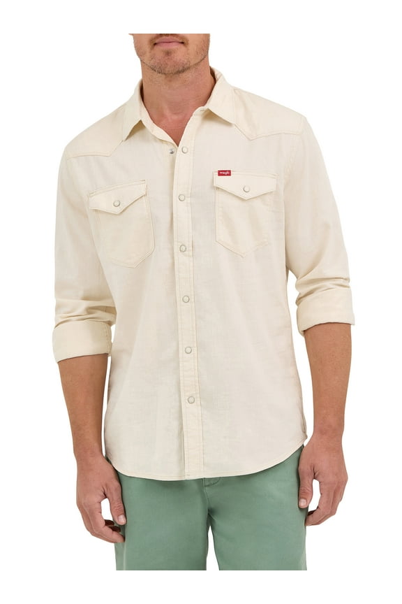 ® Men's Slim Fit Long Sleeve Woven Twill Shirt with Sunglasses Cleaner, Sizes S-5XL