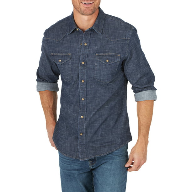 Wrangler Men’s Slim Fit Long Sleeve Woven Shirt - Walmart.com