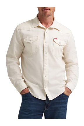 ® Men's Slim Fit Long Sleeve Woven Twill Denim Shirt with Sunglasses Cleaner, Sizes S-5XL