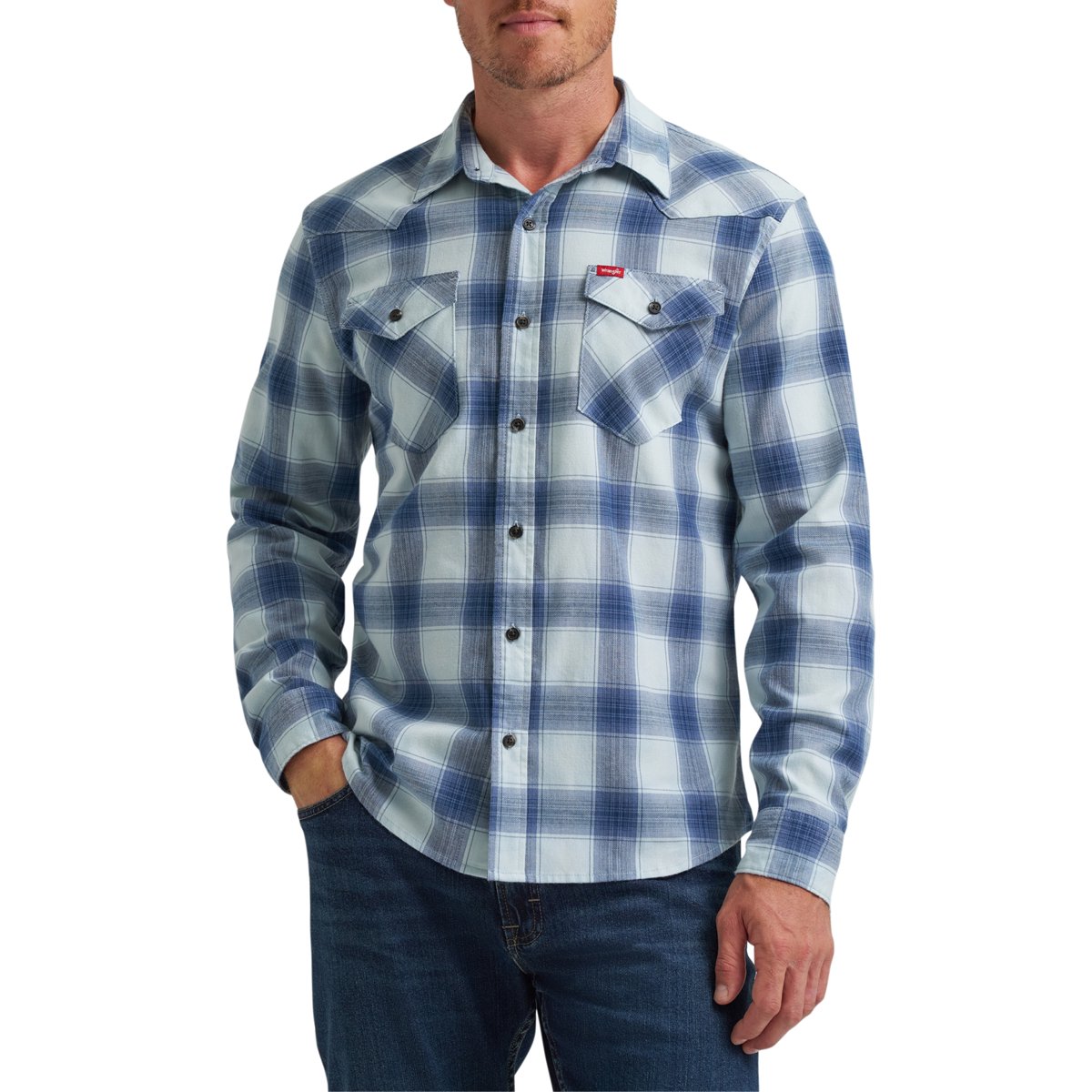 ® Men's Slim Fit Long Sleeve Woven Twill Shirt with Sunglasses Cleaner, Sizes S-5XL