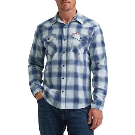 Wrangler ® Men's Slim Fit Long Sleeve Woven Twill Shirt with Sunglasses Cleaner, Sizes S-5XL