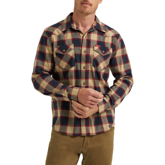 Wrangler® Men's Slim Fit Long Sleeve Woven Twill Shirt with Sunglasses Cleaner, Sizes S-5XL