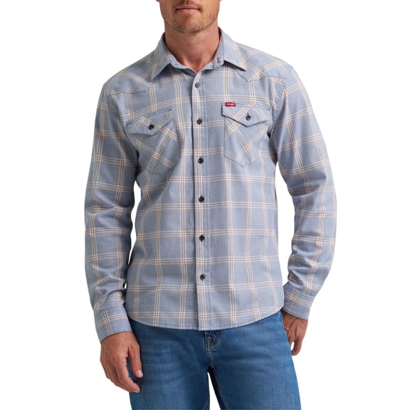Wrangler® Men's Slim Fit Long Sleeve Woven Twill Shirt with Sunglasses Cleaner, Sizes S-5XL