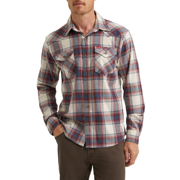 Wrangler® Men's Slim Fit Long Sleeve Woven Twill Shirt with Sunglasses Cleaner, Sizes S-5XL