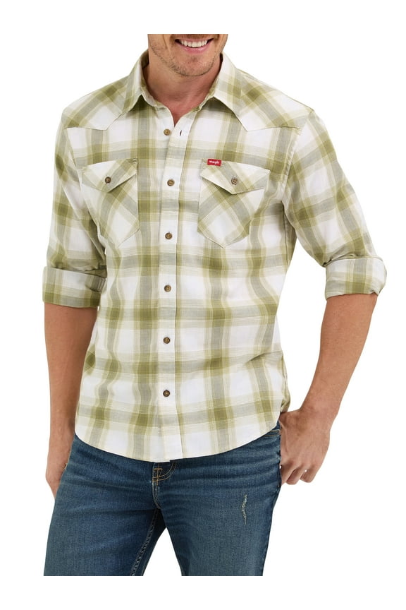 ® Men's Slim Fit Long Sleeve Woven Twill Shirt with Sunglasses Cleaner, Sizes S-5XL