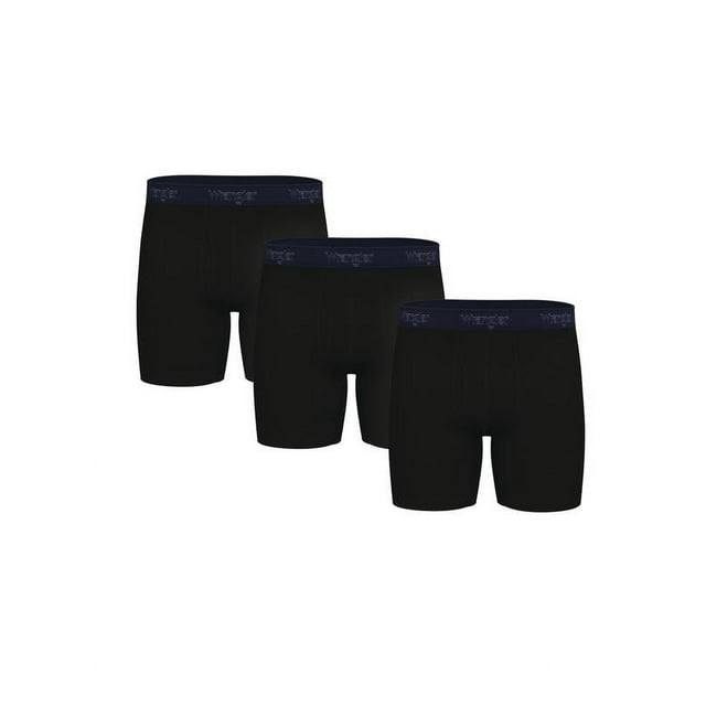 Wrangler Supima ComfortFlex Stretch Boxer Briefs Men’s Underwear, L, Black/Navy, 6-Pack