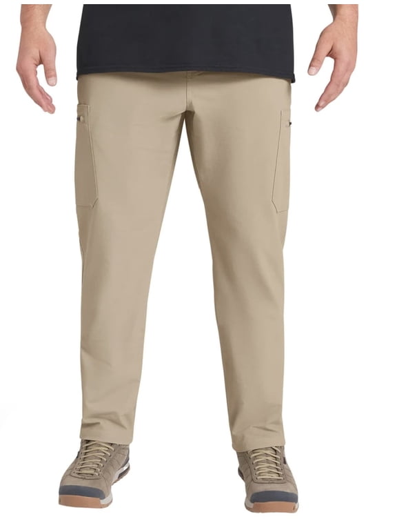 Men’s Tech Cargo Pants Stretch Nylon Utility Pocket Outdoor Hiking Pant - Color Tan- Size 38x30