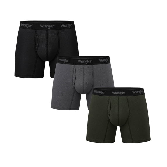 Wrangler Men's Tough Flex Mesh Boxer Brief, 3 Pack