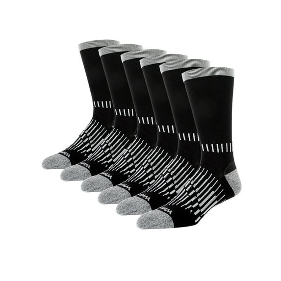 Wrangler 365 Comfort Crew Socks for Men, Size 6-12, Gray/Black, 6-Pack