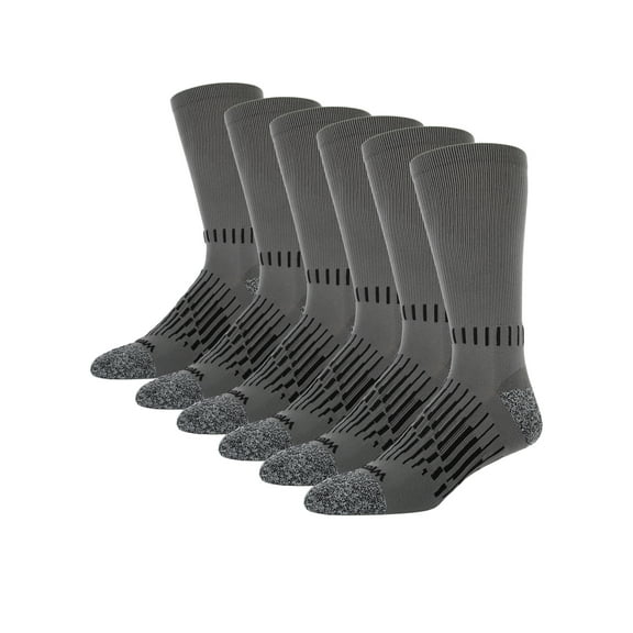 Wrangler Men's Ultimate Durable Work Socks, Crew Socks for Men, Grey, 6 Pack