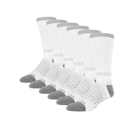 Wrangler Men's Ultimate Durable Work Socks, Crew Socks for Men, White, 6 Pack