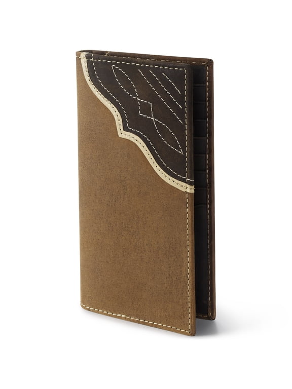 Men's Vertical Bifold Genuine Leather Wallet, Contrast Corner Rodeo, Gift for Him
