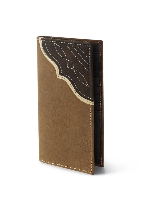 Men's Vertical Bifold Genuine Leather Wallet, Contrast Corner Rodeo, Gift for Him