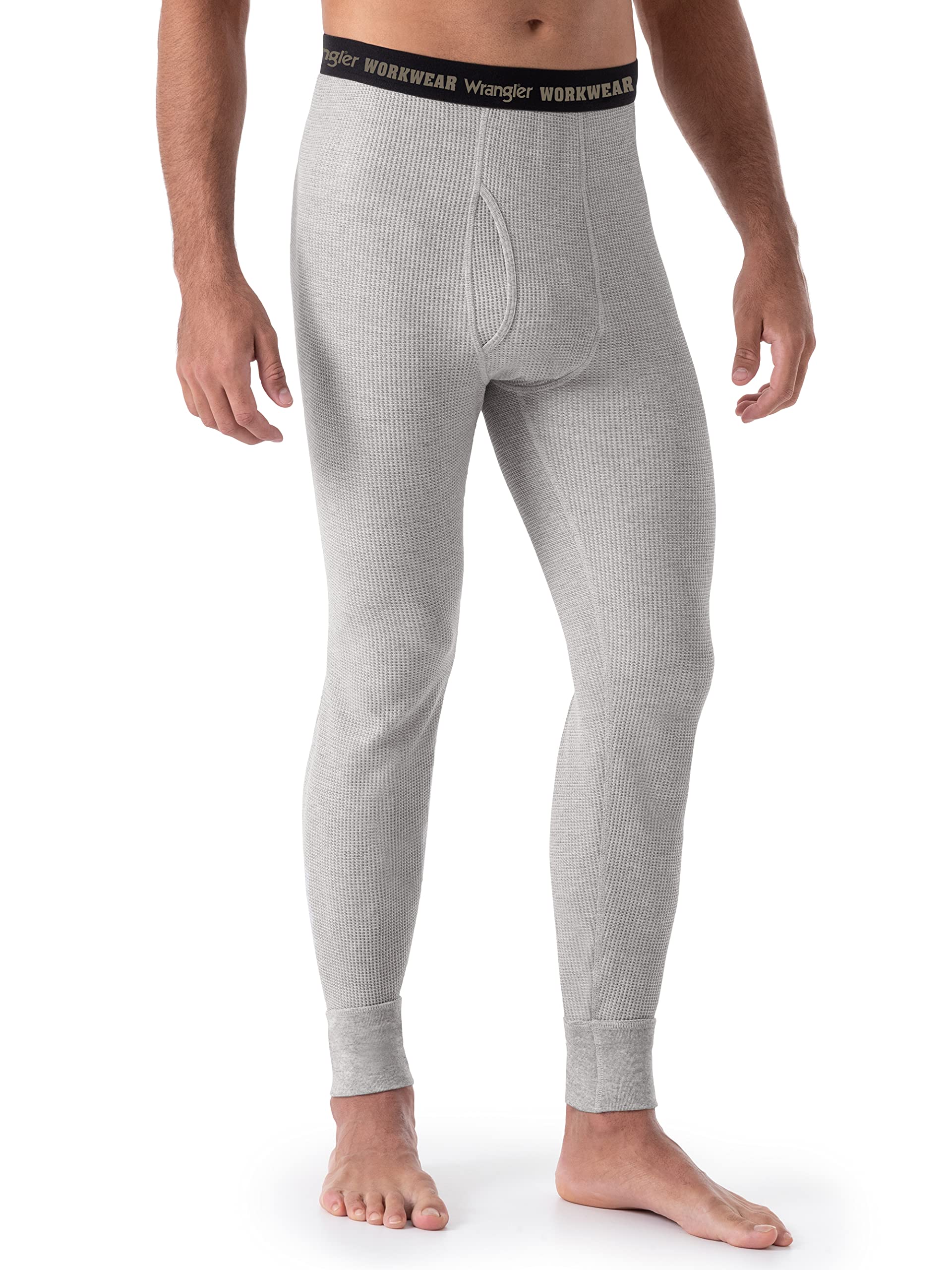 Wrangler Men's Waffle Thermal 2Pack Pants, Light Grey Heather, Large