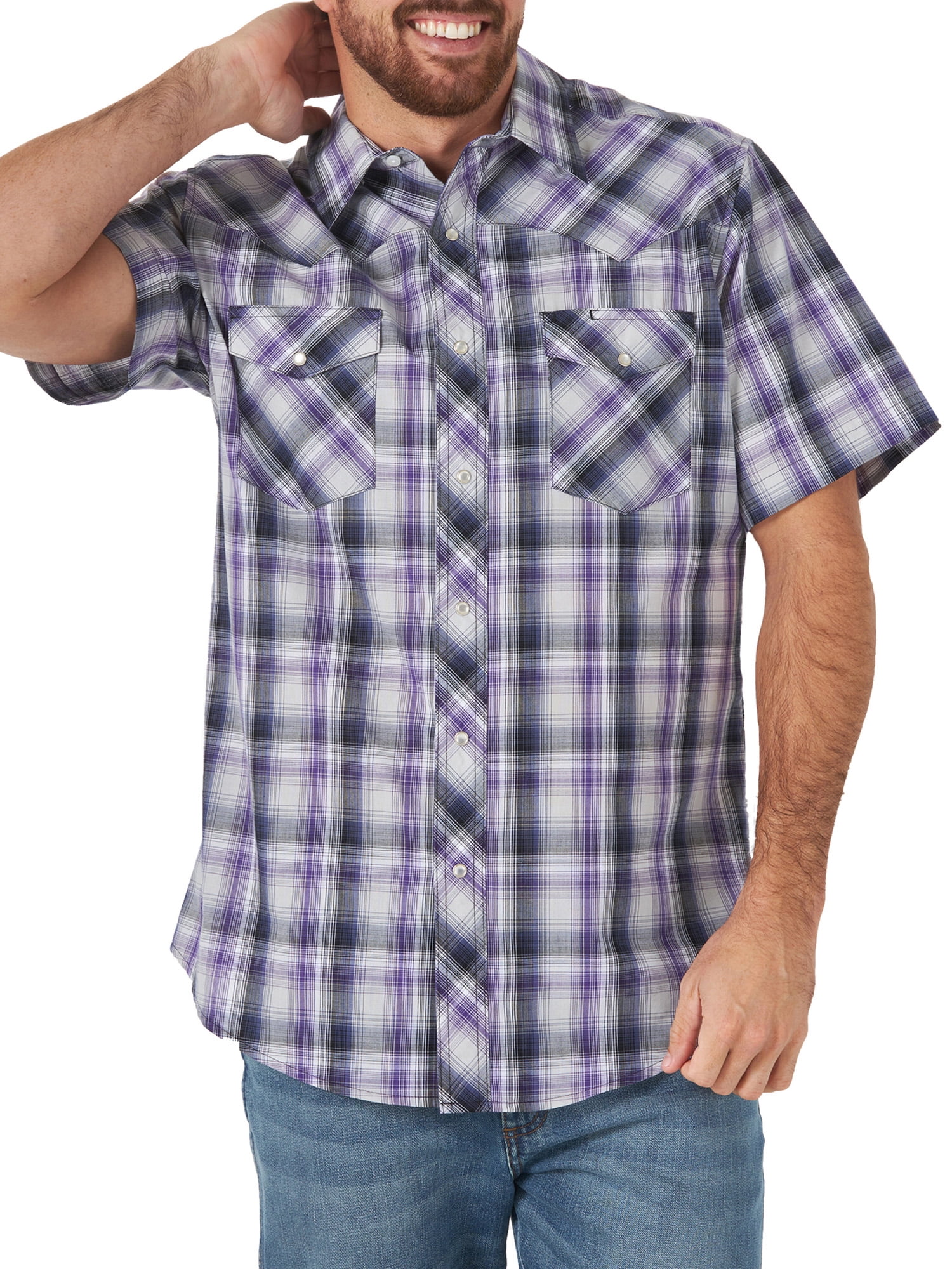 Wrangler Men's Western Short Sleeve Plaid Shirt - Walmart.com