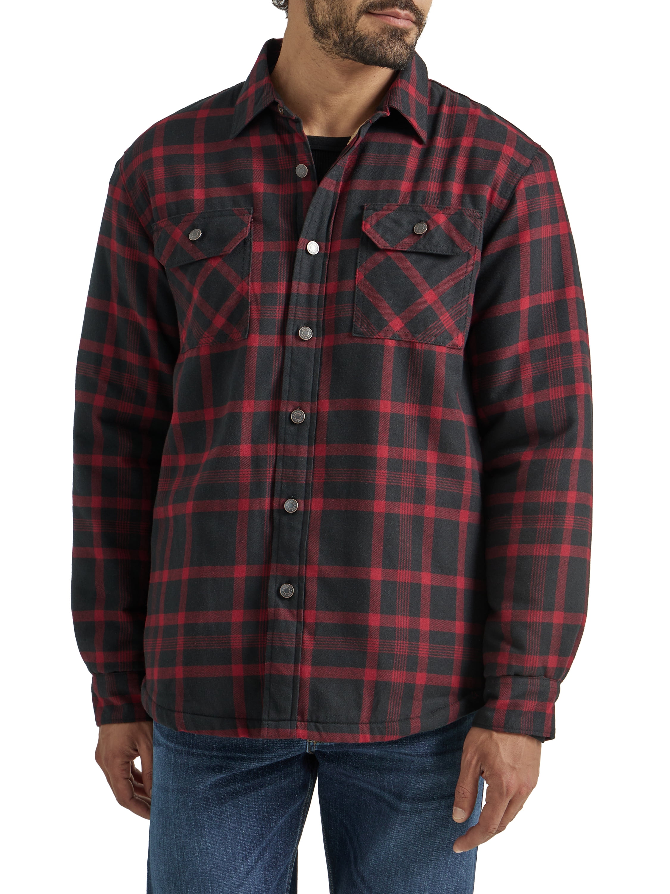 Wrangler® Men's and Big Men's Long Sleeve Sherpa Heavyweight Shirt Jacket (S-5XL)