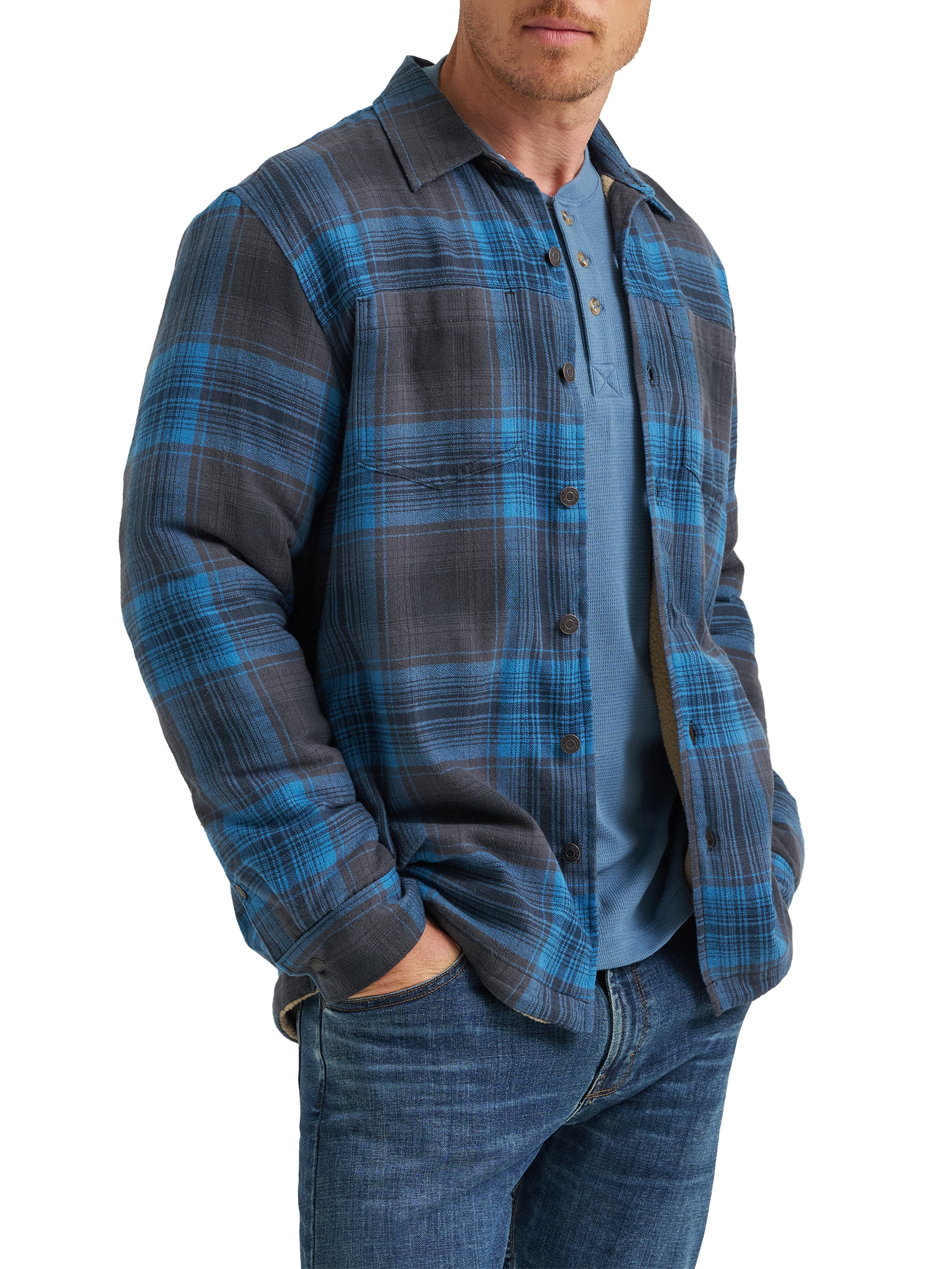 Wrangler® Men's and Big Men's Long Sleeve Sherpa Heavyweight Shirt Jacket (S-5XL)
