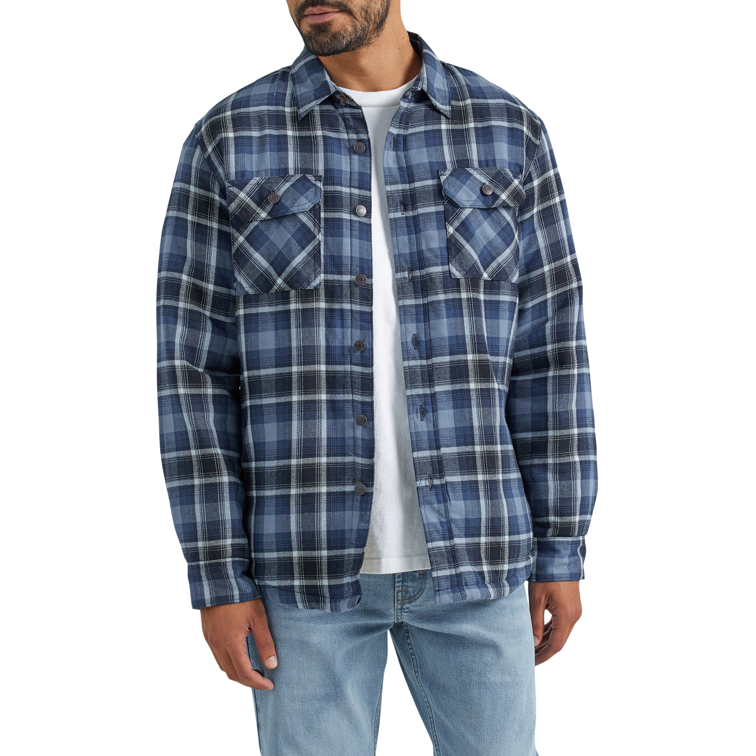 Wrangler® Men's and Big Men's Long Sleeve Sherpa Heavyweight Shirt Jacket (S-5XL)