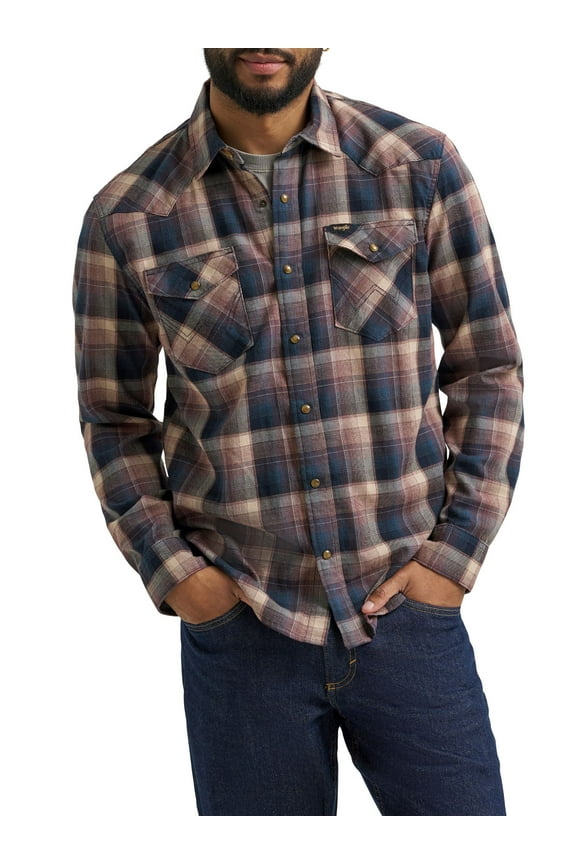 ® Men's and Big Men's Regular Fit Long Sleeve Fashion Twill Plaid Shirt, Sizes S-2XL