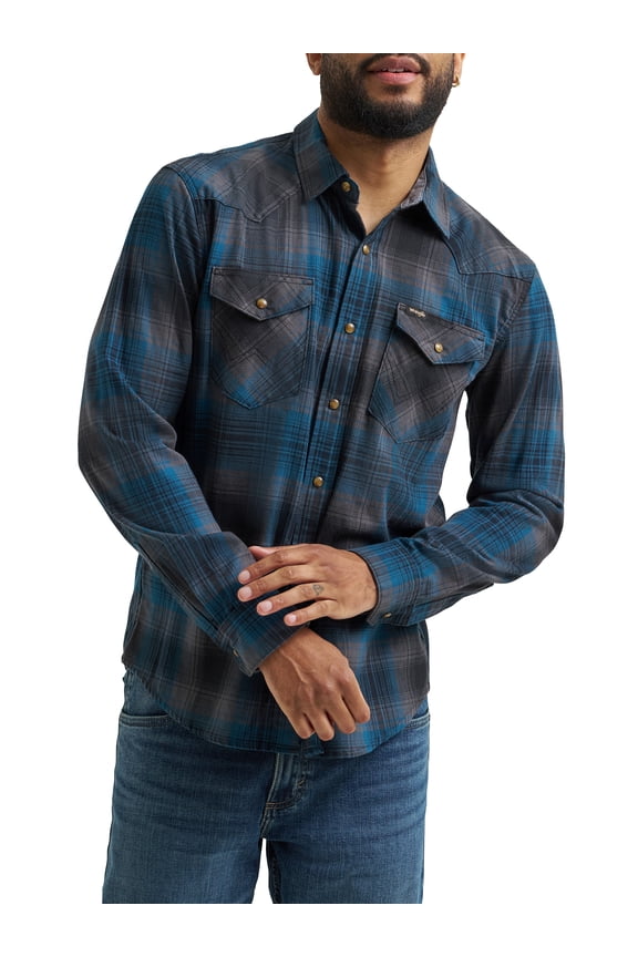 ® Men's and Big Men's Regular Fit Long Sleeve Fashion Twill Plaid Shirt, Sizes S-2XL