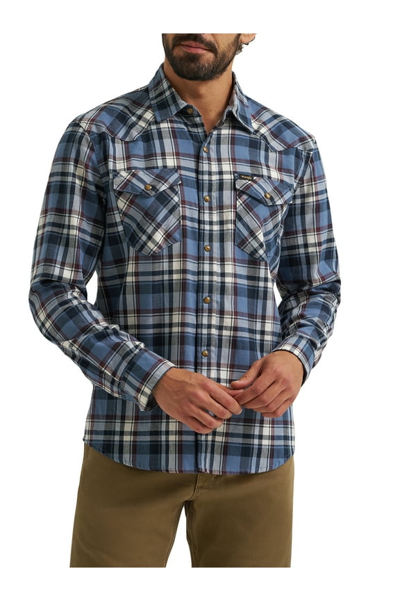 ® Men's and Big Men's Regular Fit Long Sleeve Fashion Twill Plaid Shirt, Sizes S-2XL