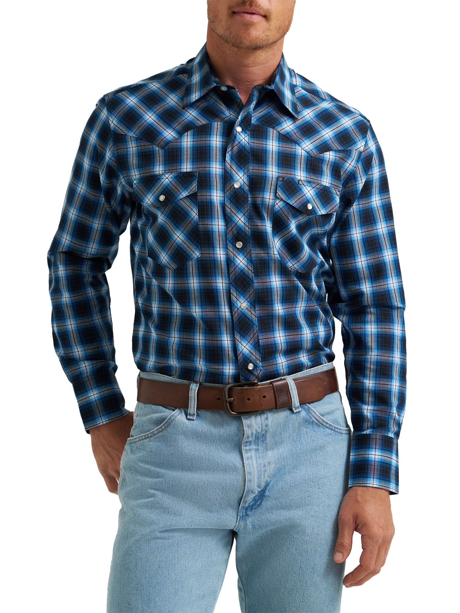 Wrangler® Men's and Big Men's Regular Fit Long Sleeve Western Shirt, Sizes S-5XL