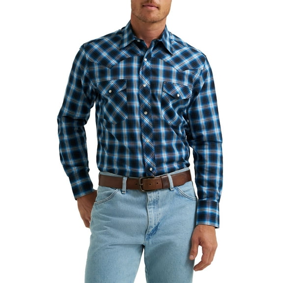 Wrangler® Men's and Big Men's Regular Fit Long Sleeve Western Shirt, Sizes S-5XL