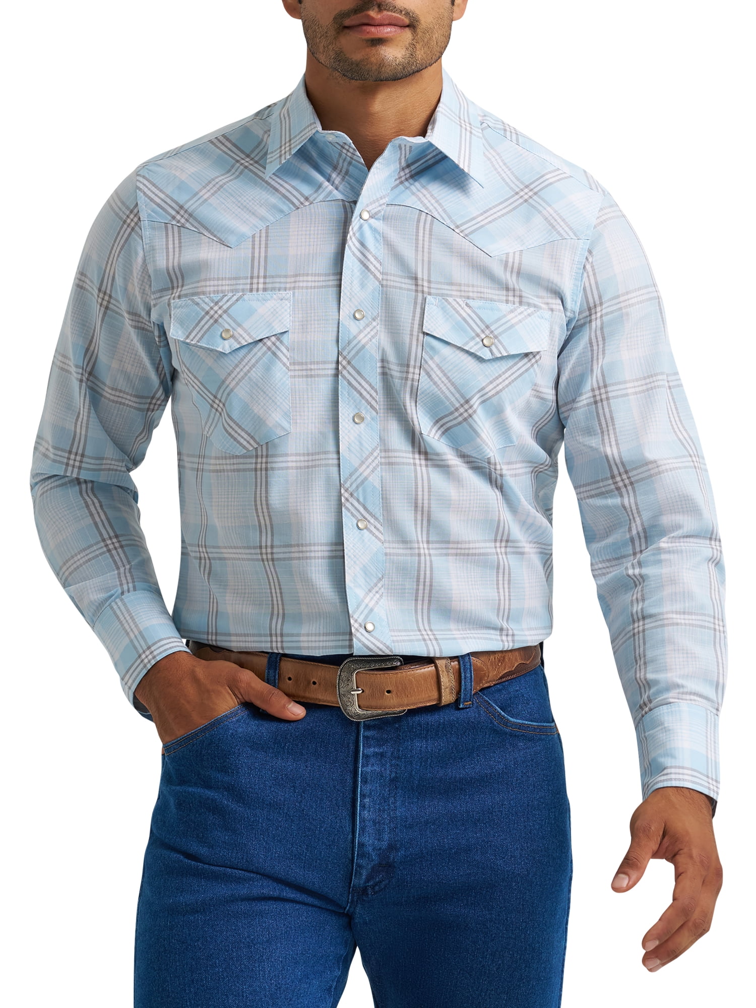 Wrangler® Men's and Big Men's Regular Fit Long Sleeve Western Shirt, Sizes S-5XL
