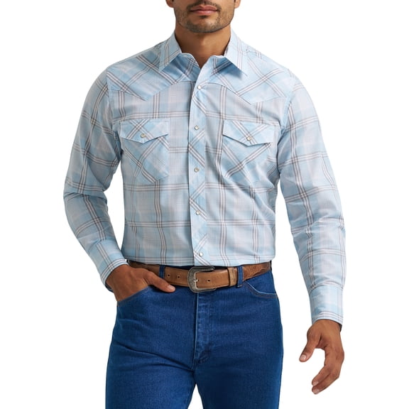 Wrangler® Men's and Big Men's Regular Fit Long Sleeve Western Shirt, Sizes S-5XL