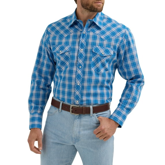 Wrangler® Men's and Big Men's Regular Fit Long Sleeve Western Shirt, Sizes S-5XL