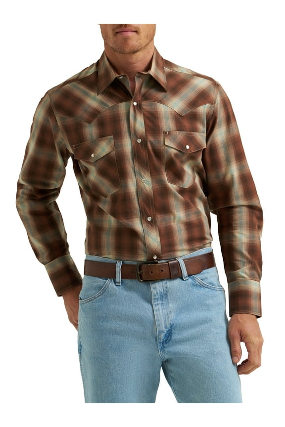 ® Men's and Big Men's Regular Fit Long Sleeve Western Shirt, Sizes S-5XL