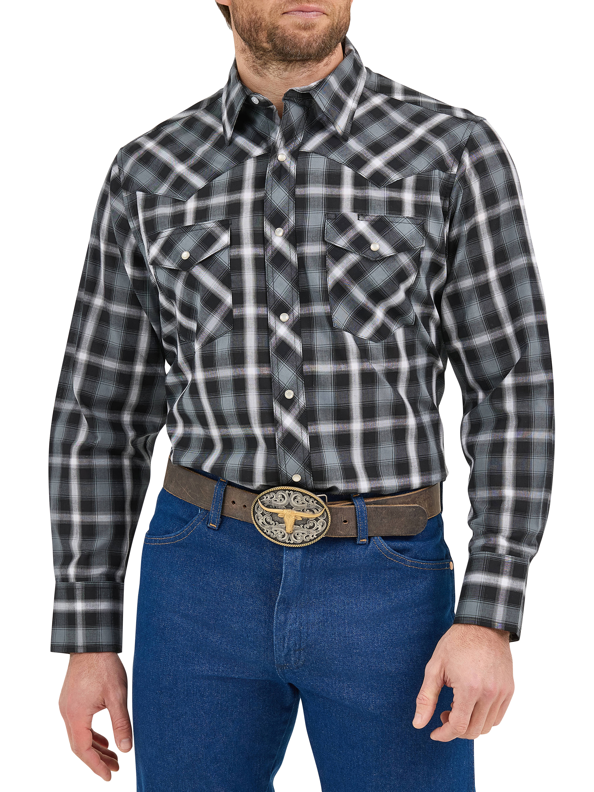 Wrangler Camicia Western A Manica Lunga Uomo – Taglie Forti E Grandi, Assortite
