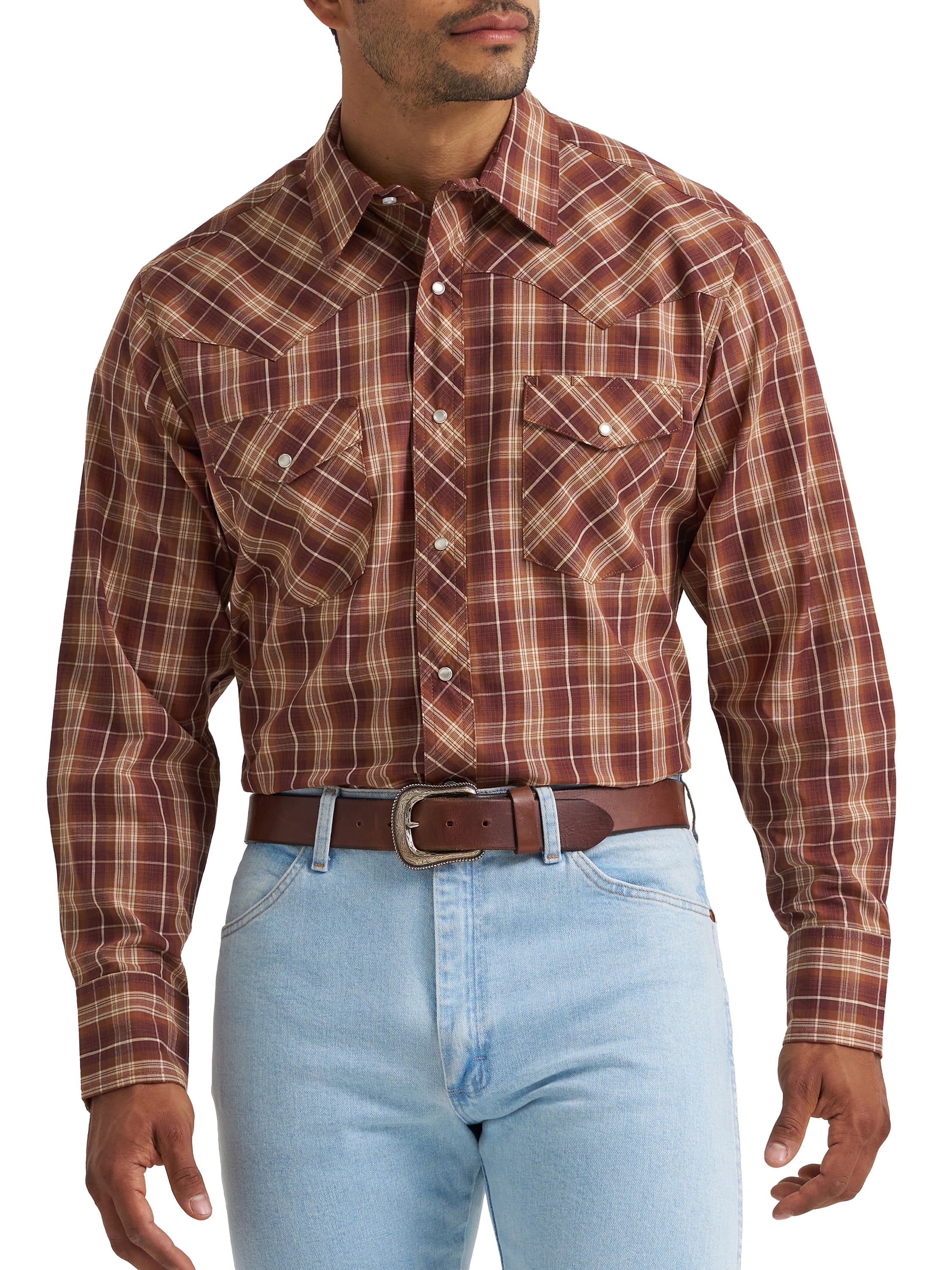 Wrangler® Men's and Big Men's Regular Fit Long Sleeve Western Shirt, Sizes S-5XL