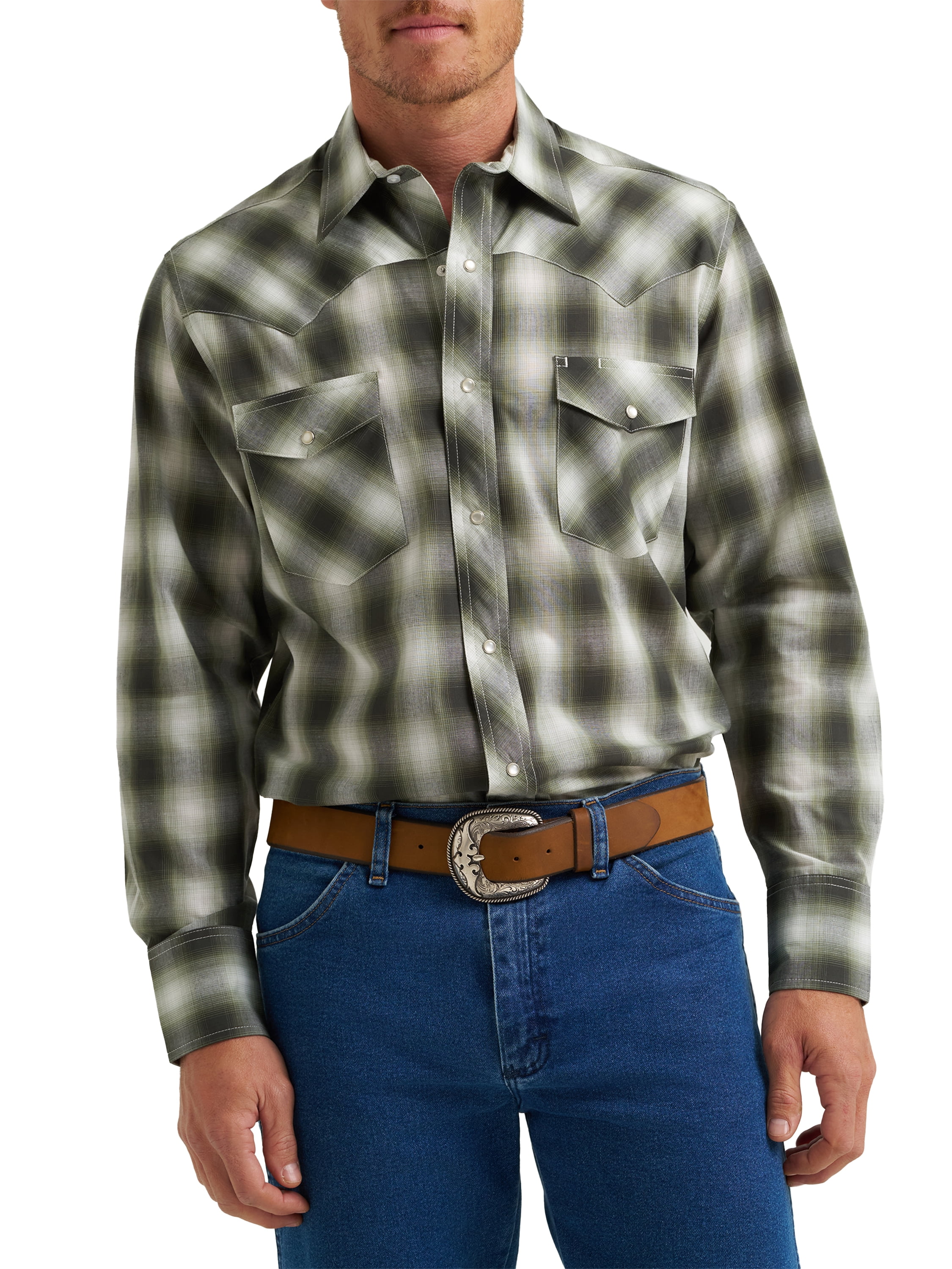 Wrangler® Men's and Big Men's Regular Fit Long Sleeve Western Shirt, Sizes S-5XL