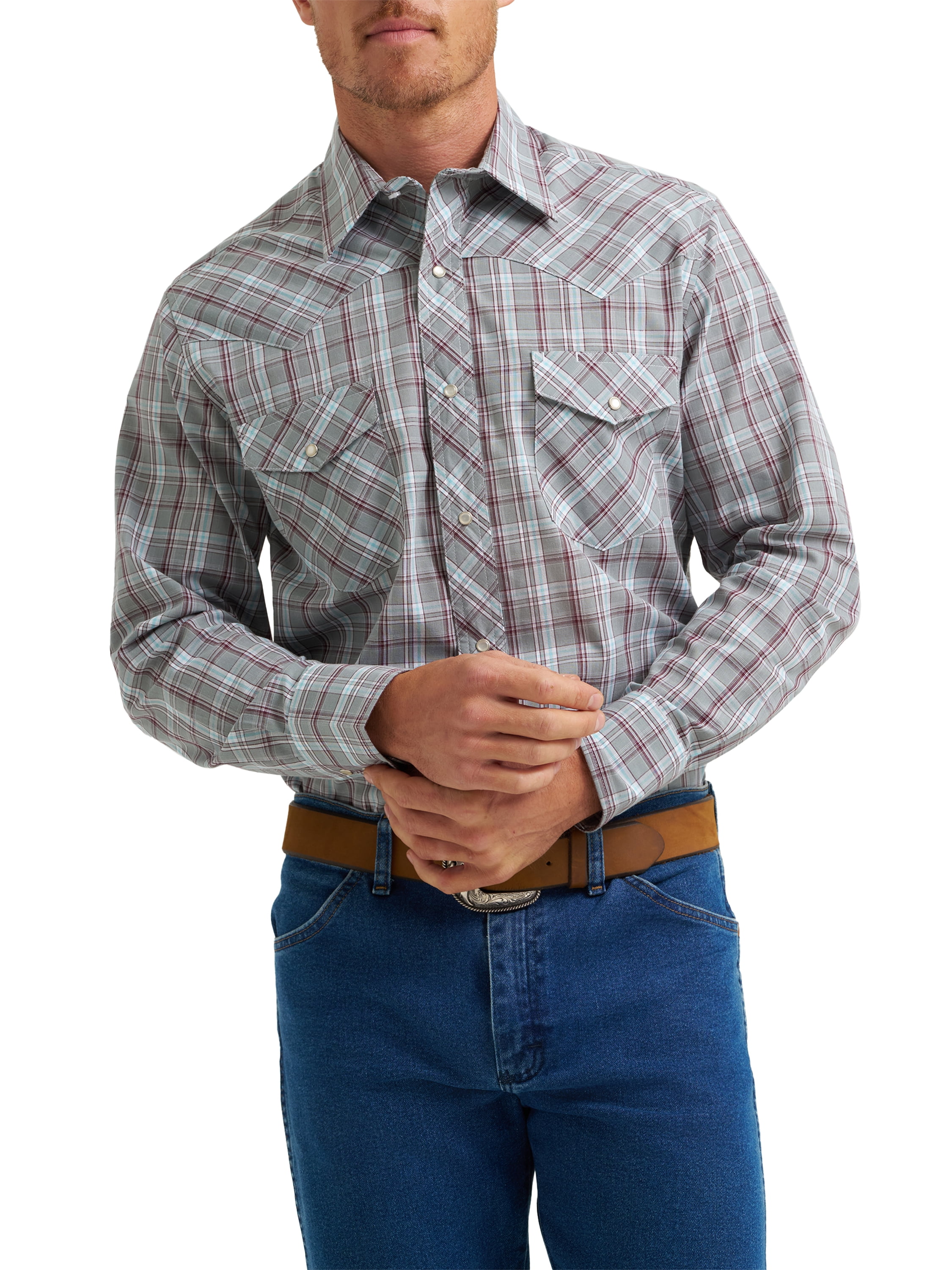 Wrangler® Men's and Big Men's Regular Fit Long Sleeve Western Shirt, Sizes S-5XL