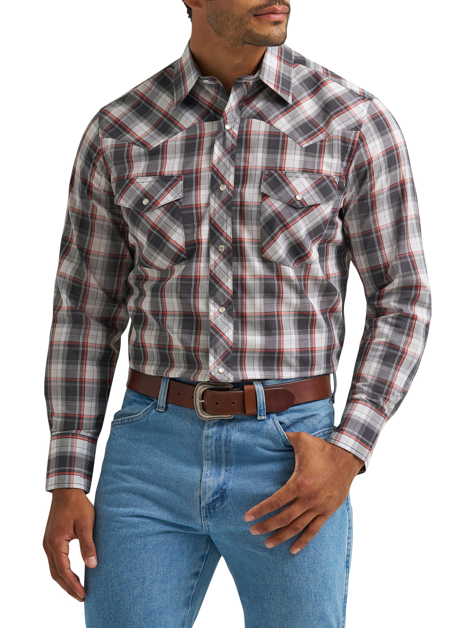 Wrangler® Men's and Big Men's Regular Fit Long Sleeve Western Shirt, Sizes S-5XL