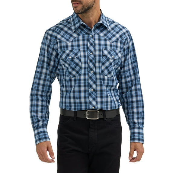 Wrangler® Men's and Big Men's Regular Fit Long Sleeve Western Shirt, Sizes S-5XL